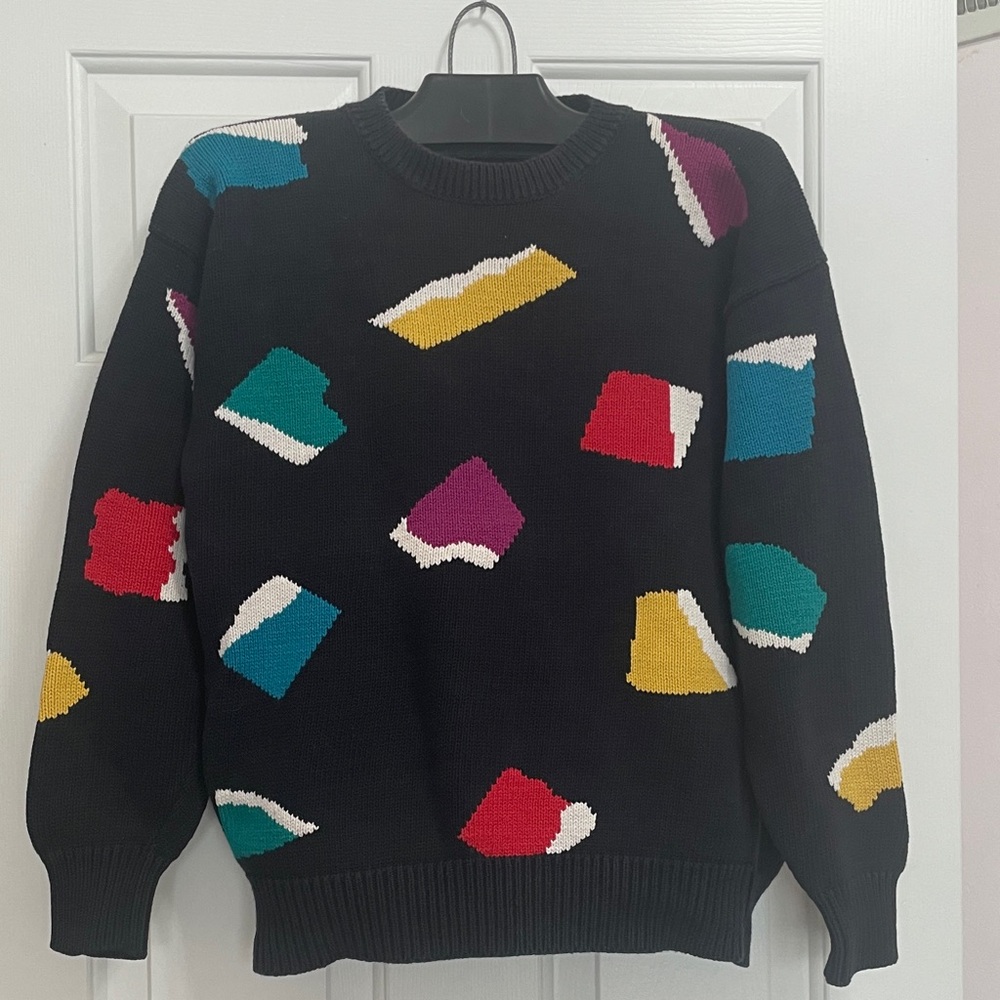 Breckenridge Women’s Crewneck Sweater - Black with Multicolor Pattern